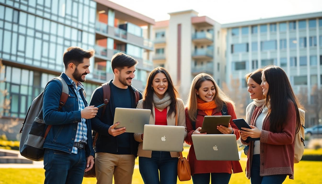 Students engaged in collaborative learning at Istanbul Medipol University apply, showcasing diversity and innovation.