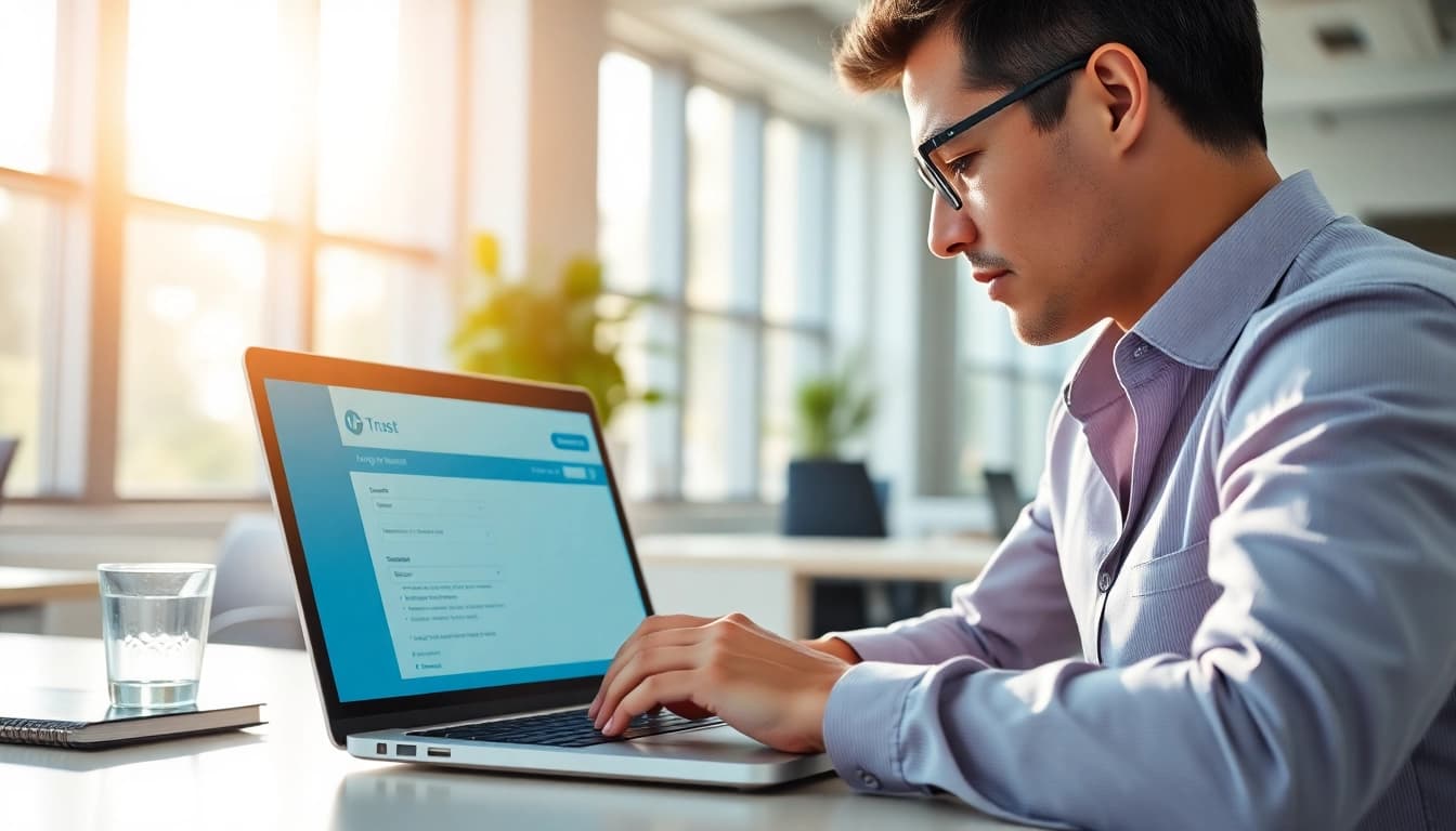 Complete your uk eta online application confidently in a modern office environment.