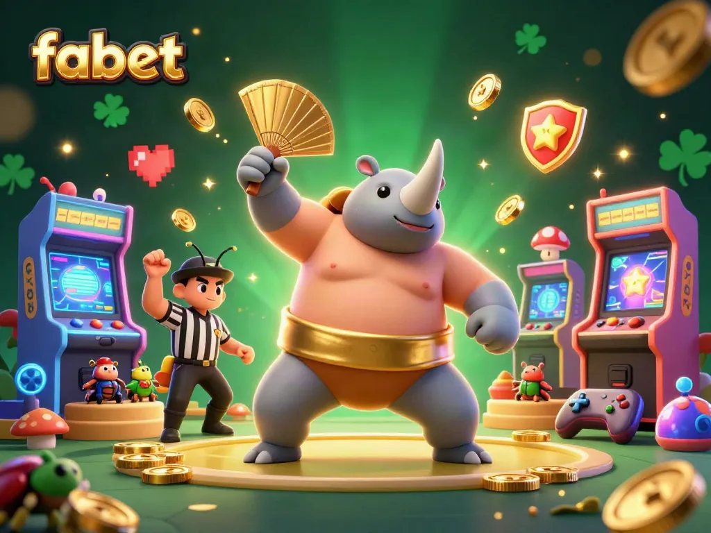 Experience the thrilling action of fabet with a sumo champion beetle and vibrant gaming elements.