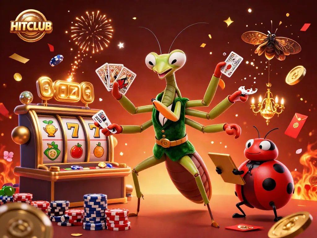 Join HITCLUB's exciting gambling adventures with a vibrant 3D casino scene filled with action!