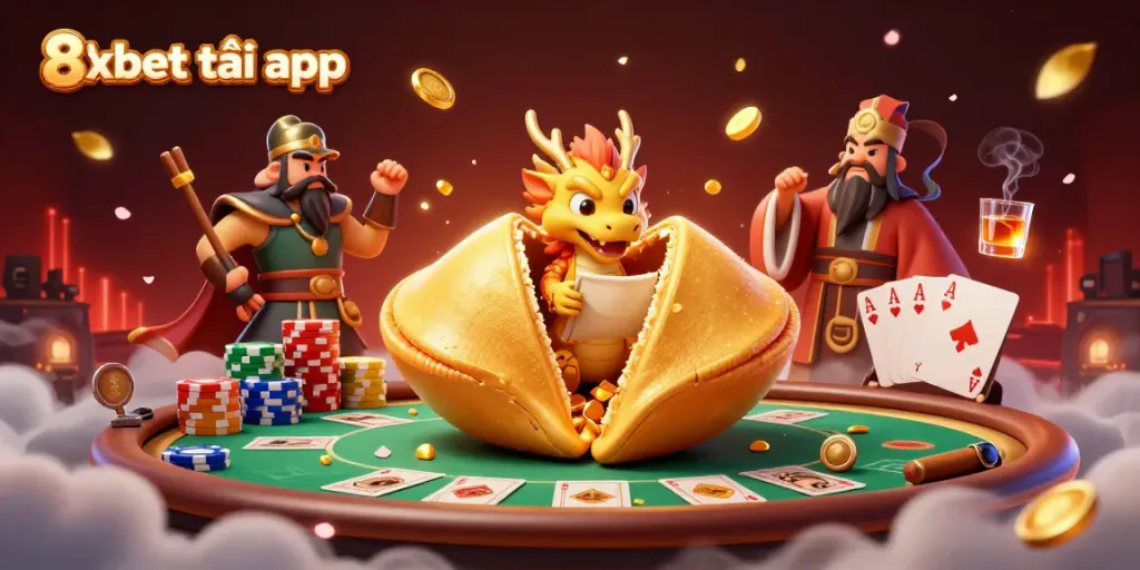 Experience the excitement of gambling with 8xbet tải app, featuring a vibrant 3D casino scene.