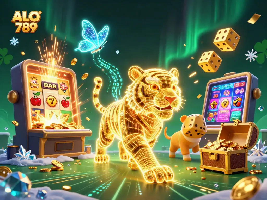 Experience thrilling gameplay with ALO 789 in a vibrant casino scene featuring lively slots and dynamic characters.