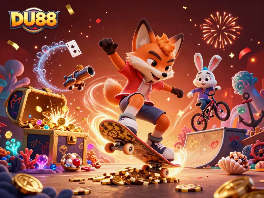 Experience thrilling gameplay at DU88 with vibrant casino-themed action and dynamic cartoon characters.