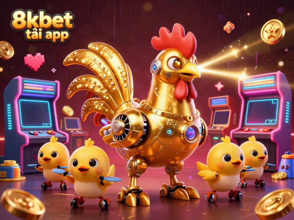 Engage with 8xbet tải app in an ultra-detailed casino-themed 3D scene featuring diverse gaming elements.