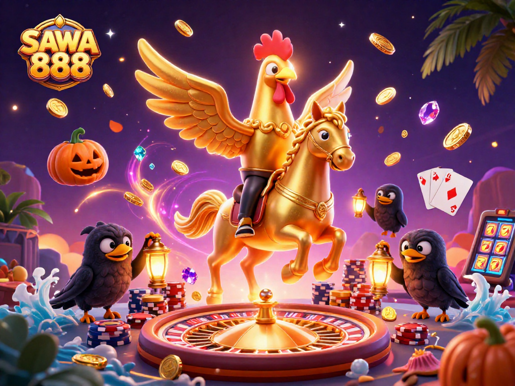 Spin the reels with SAWA 888, showcasing vibrant gameplay and dynamic casino elements.