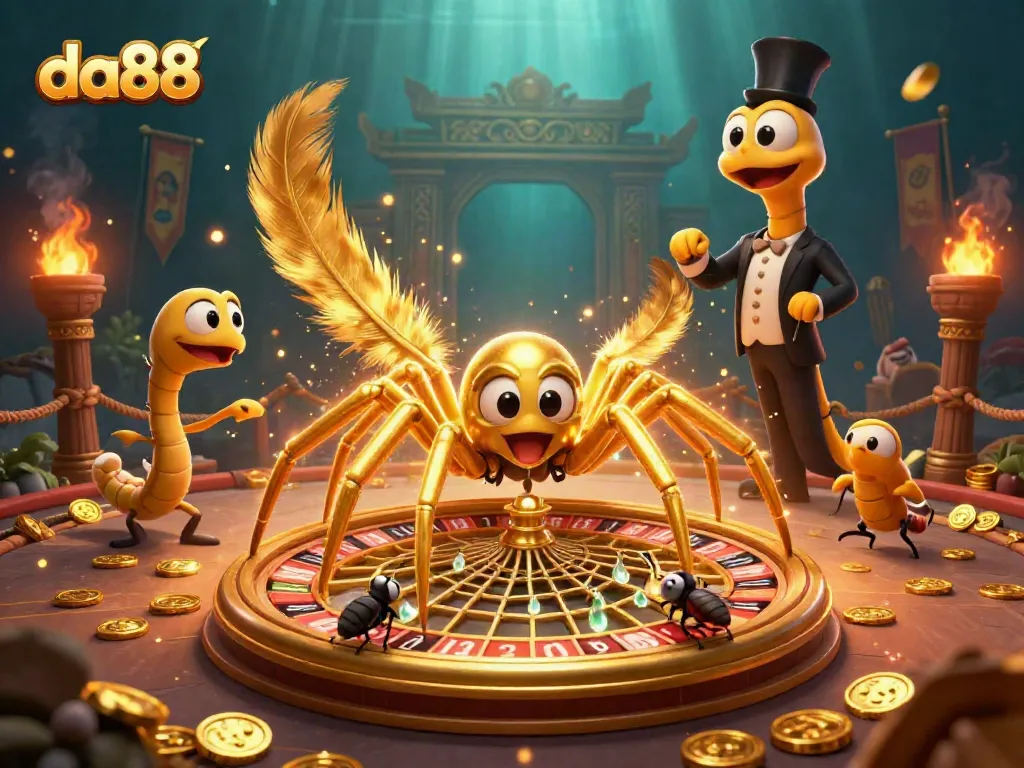 Engage with da88's dynamic betting scene featuring a spider and croupier in action.