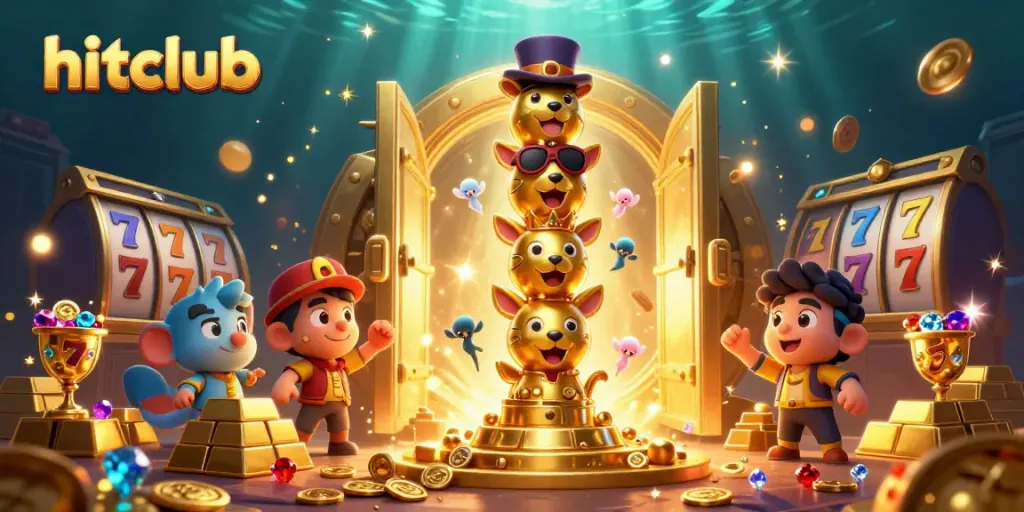 hitclub players spinning the reels in an exciting underwater casino adventure with sparkling treasures