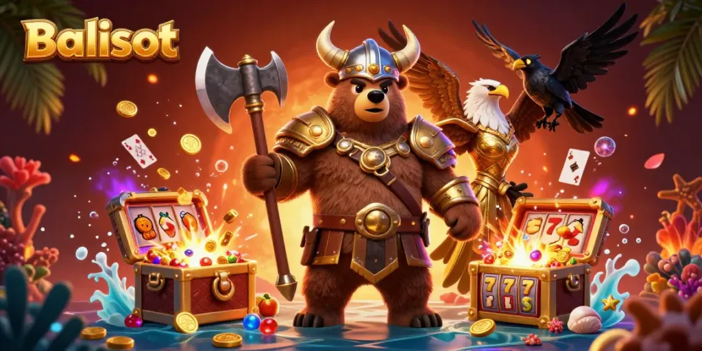 Experience thrilling gameplay with Balislot's vibrant 3D slot scene featuring characters and rich animations.