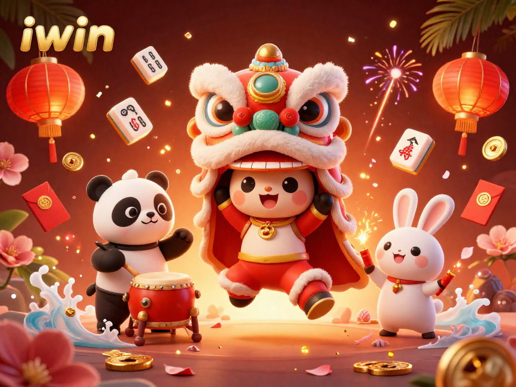 iwin brings excitement with a lively lion dance, vibrant decorations, and festive gambling elements.
