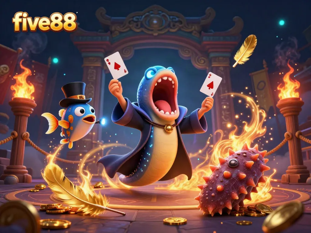 Experience thrilling gaming with five88 in this vibrant magical underwater casino scene.