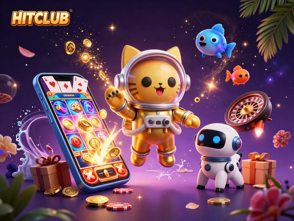 Engage with HITCLUB’s colorful slot game scene featuring dynamic characters and rich details.