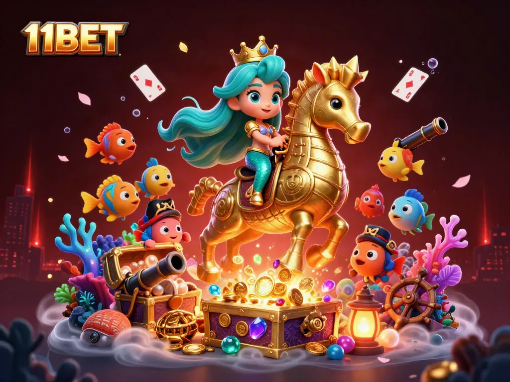 Catch your fortune with 11BET, a vibrant underwater scene showcasing thrilling casino elements.