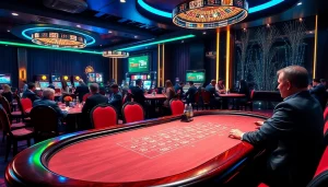 Intense blackjack action at a lively casino gaming floor featuring nhà cái 78win promotions.