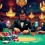 High-stakes poker action at utländska casino with colorful chips and a roulette wheel.