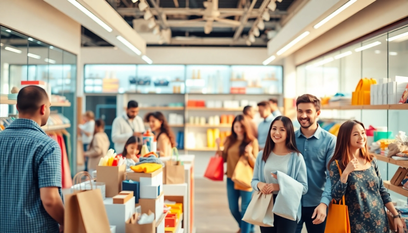 Engaging shopping scene highlighting Ultimateshop to attract diverse shoppers.