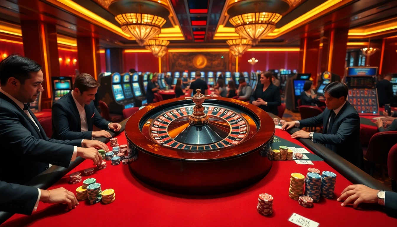Experience the thrill of F8bet at a luxurious casino with roulette and poker games.
