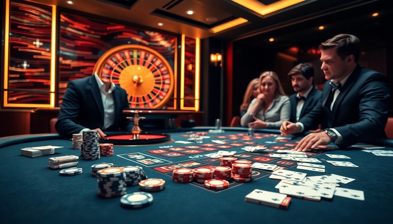 Experience the excitement of Vipwin casino with stylish gaming tables and players strategizing their bets.