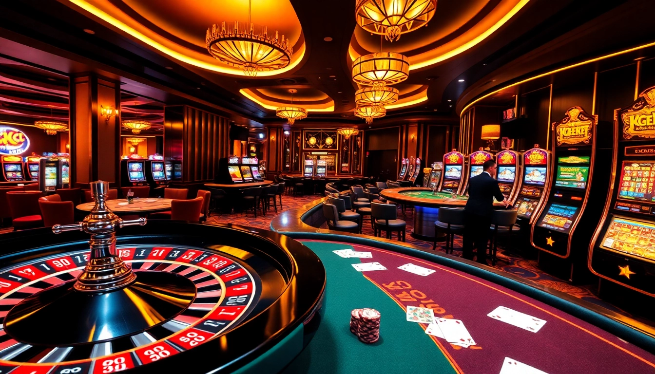 KJC gamblers enjoying an exciting casino experience with vibrant tables and slot machines.