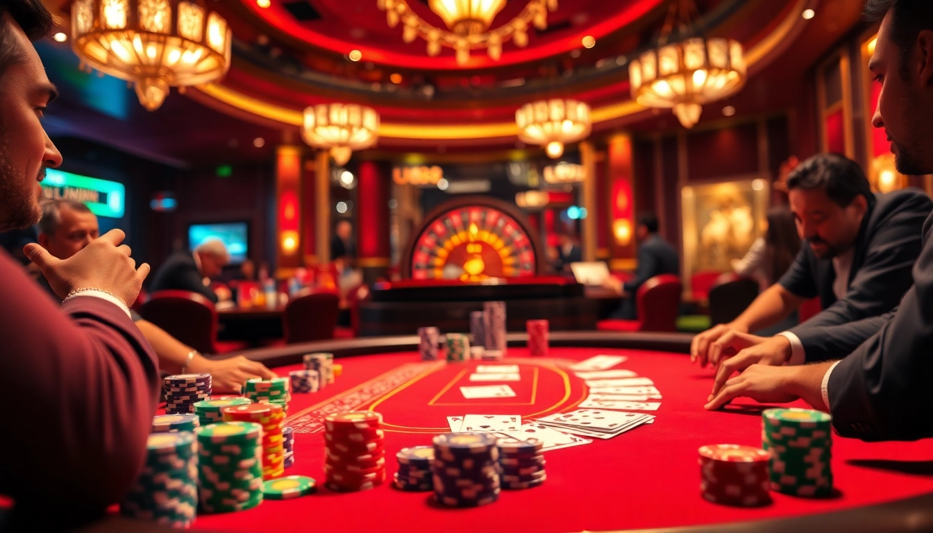 Experience the excitement of poker at uu88 with vibrant chips and engaged players, bringing casino energy to life.