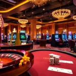Experience the thrill of 78WIN with a luxurious casino scene featuring vibrant slot machines and a roulette wheel.