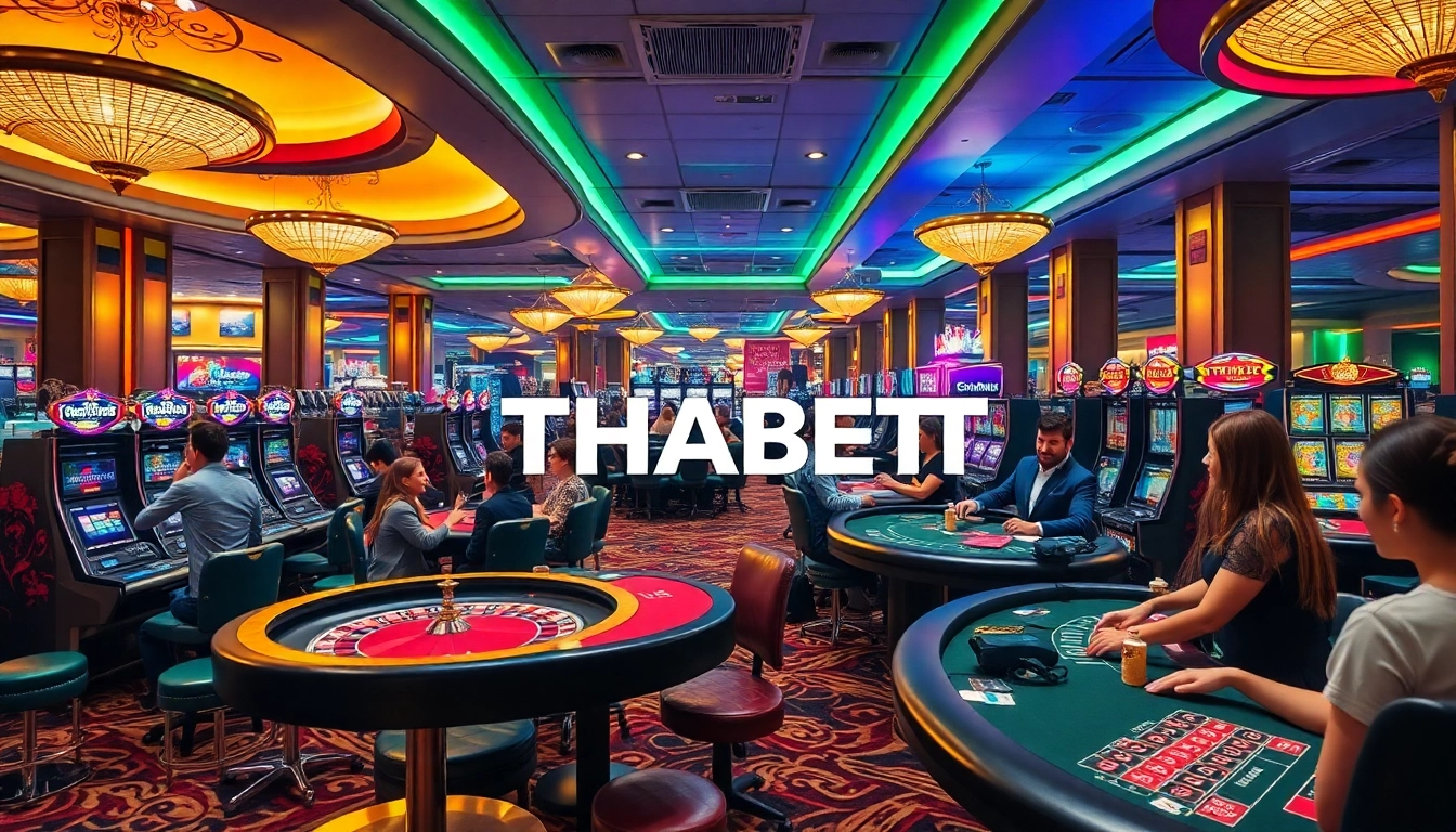 Players enjoying thrilling games at THABET casino, showcasing vibrant tables and excitement.