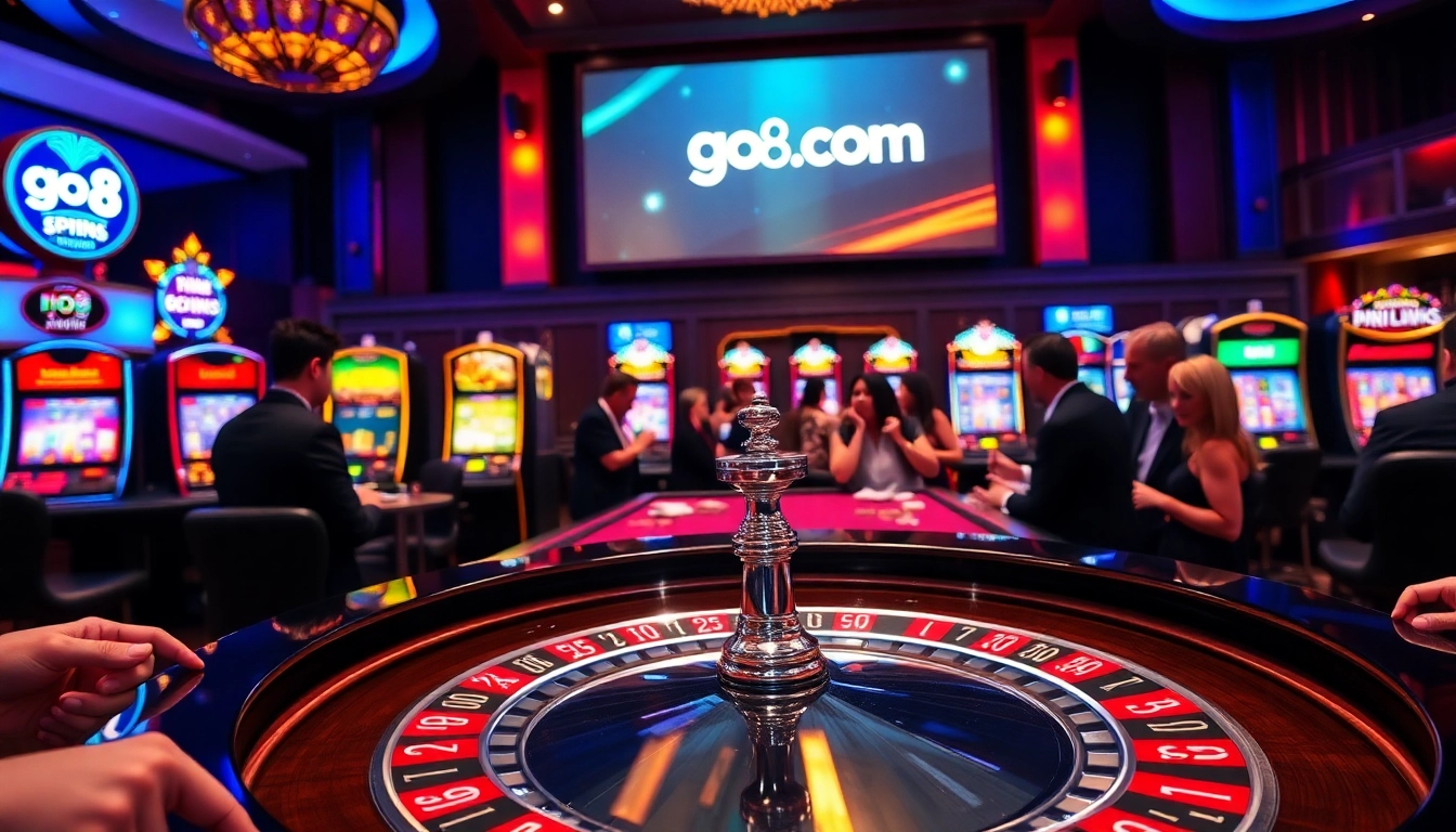 Witness thrilling gameplay at go8.com with vibrant casino action and luxury gaming tables.