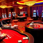 Players enjoying high-stakes games at Bu88, with vibrant casino tables and excitement in the air.