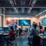 Innovative digital workshop showcasing AI technologies in porn ai content creation