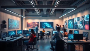 Innovative digital workshop showcasing AI technologies in porn ai content creation