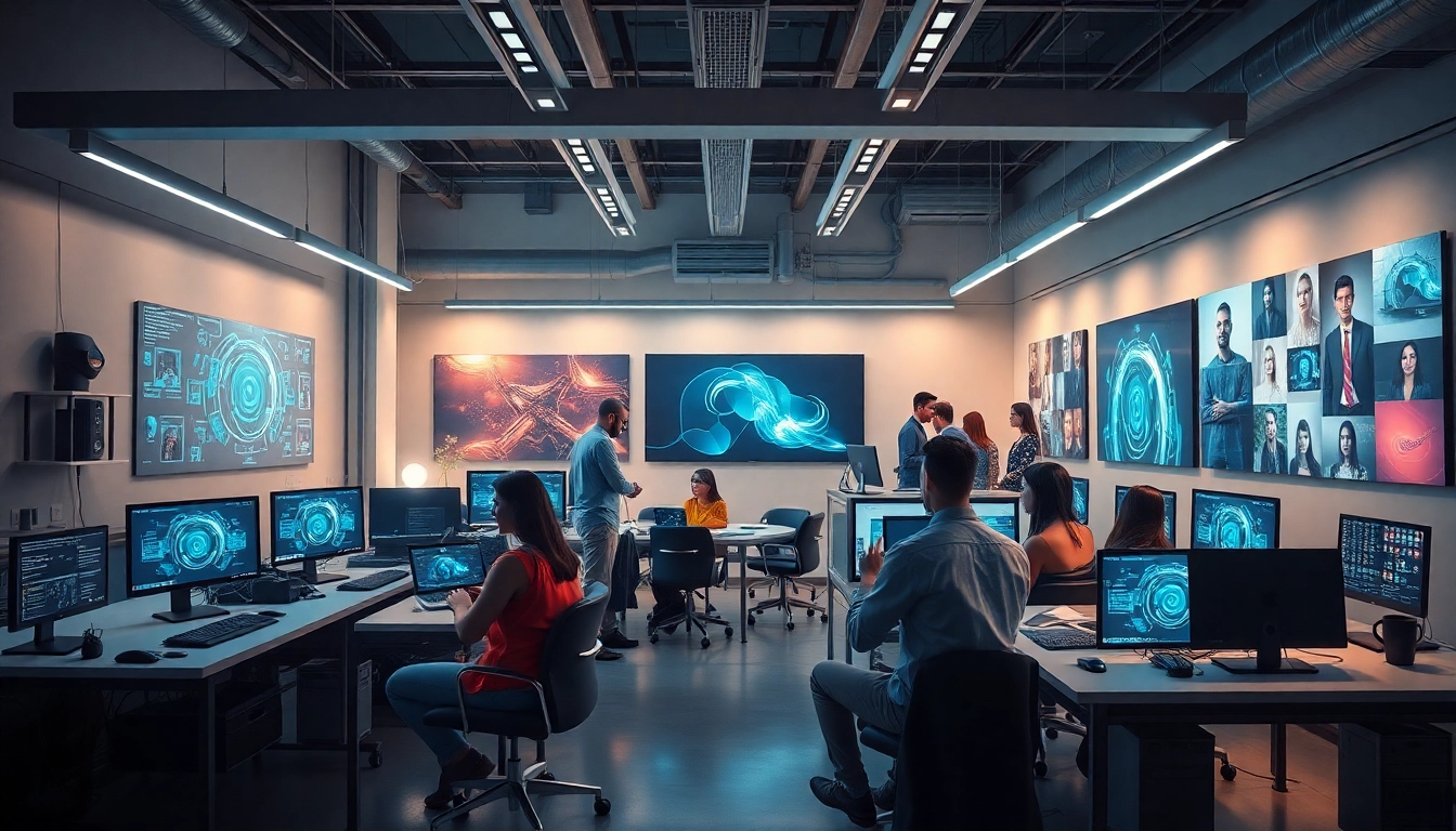 Innovative digital workshop showcasing AI technologies in porn ai content creation