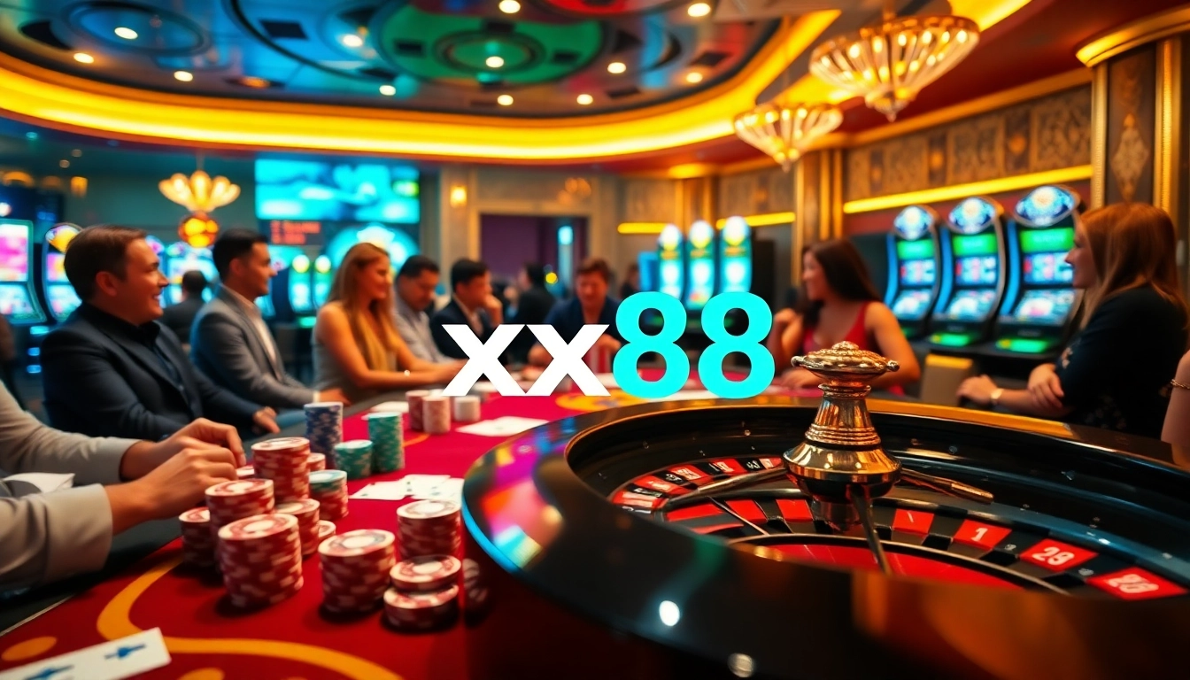 Experience the excitement of modern gambling with xx88 at a vibrant casino gaming table.