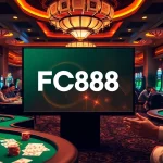 Experience the excitement of FC88 at a vibrant casino table filled with poker chips and cards.