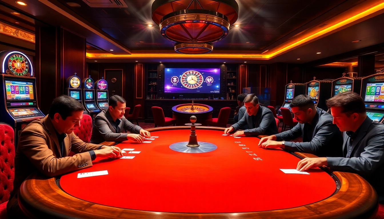 Experience s8 đăng nhập at a vibrant casino table with focused players in a luxurious setting.