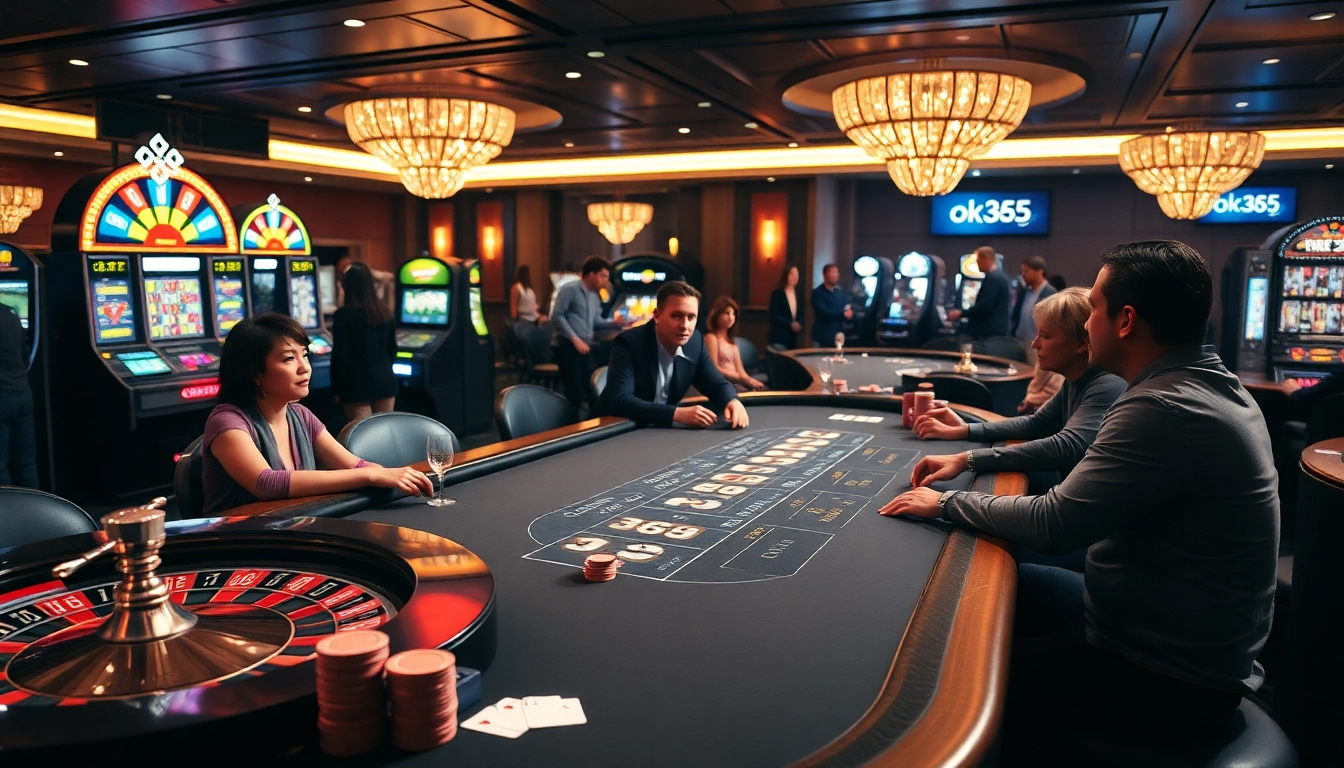 Engage with thrilling games at ok365's exciting casino scene featuring poker and slot machines.