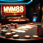 Engaged players enjoying games at MM88 with vibrant slots and poker tables.