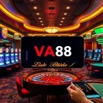 Experience Va88 with exciting slot machines and vibrant roulette wheels in a luxurious casino setting.