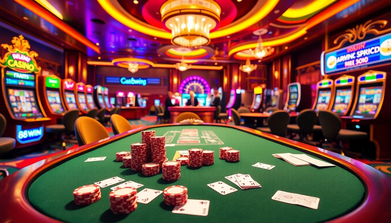 Players enjoying an exciting game session at 68win casino with vibrant tables and thrilling experiences.