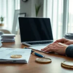 Sworn translation services in a professional office setting with legal documents.