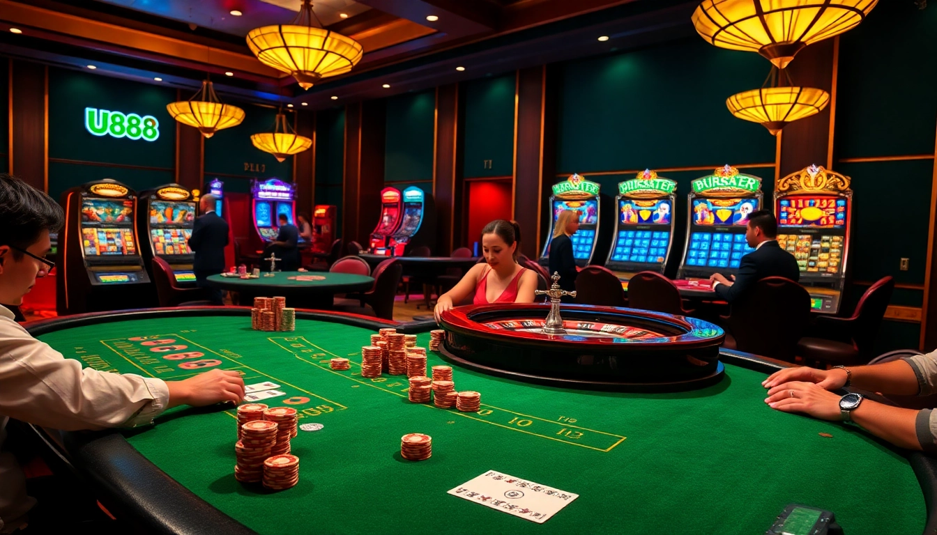 Experience the excitement of U888 casino gaming with vibrant tables and engaging players.