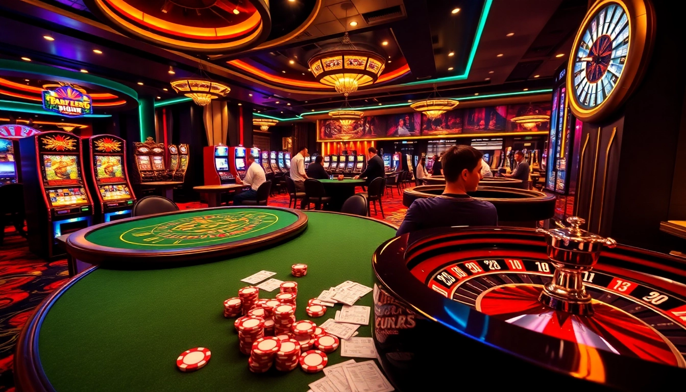 Experience the excitement of gambling at http://789f.mex.com/ with vibrant casino scenes featuring poker and slot machines.