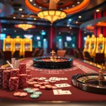S8 gaming table with vibrant chips and cards in a luxurious casino setting.