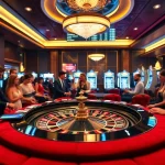 Players engaging with the GO8 roulette table in a luxurious casino environment.