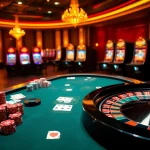 Players enjoying a thrilling game of poker at the rikvip gambling table in a luxurious casino setting.