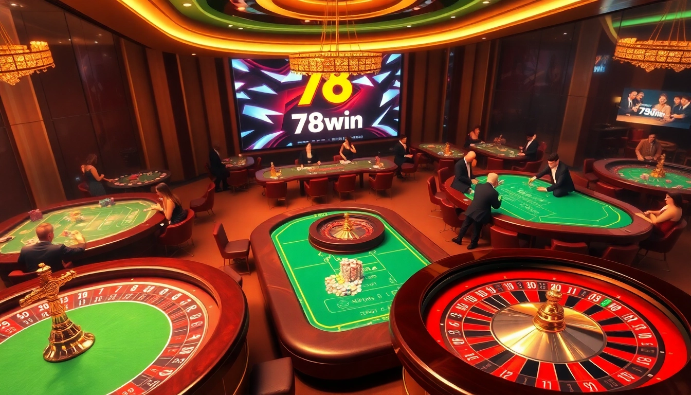 Experience the thrill of betting at 78win with vibrant casino tables and energetic players.