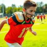 Shoulder braces for football providing essential support for young athletes during practice.