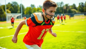 Shoulder braces for football providing essential support for young athletes during practice.
