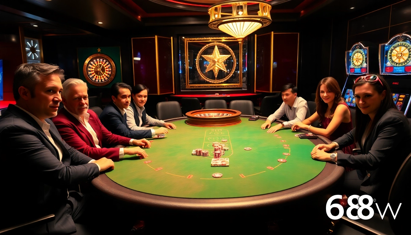 High-stakes poker table at 688V casino highlighting excitement and professional gameplay.