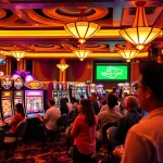 Winning players celebrating at Slot Gacor Hari ini slots in a vibrant casino atmosphere