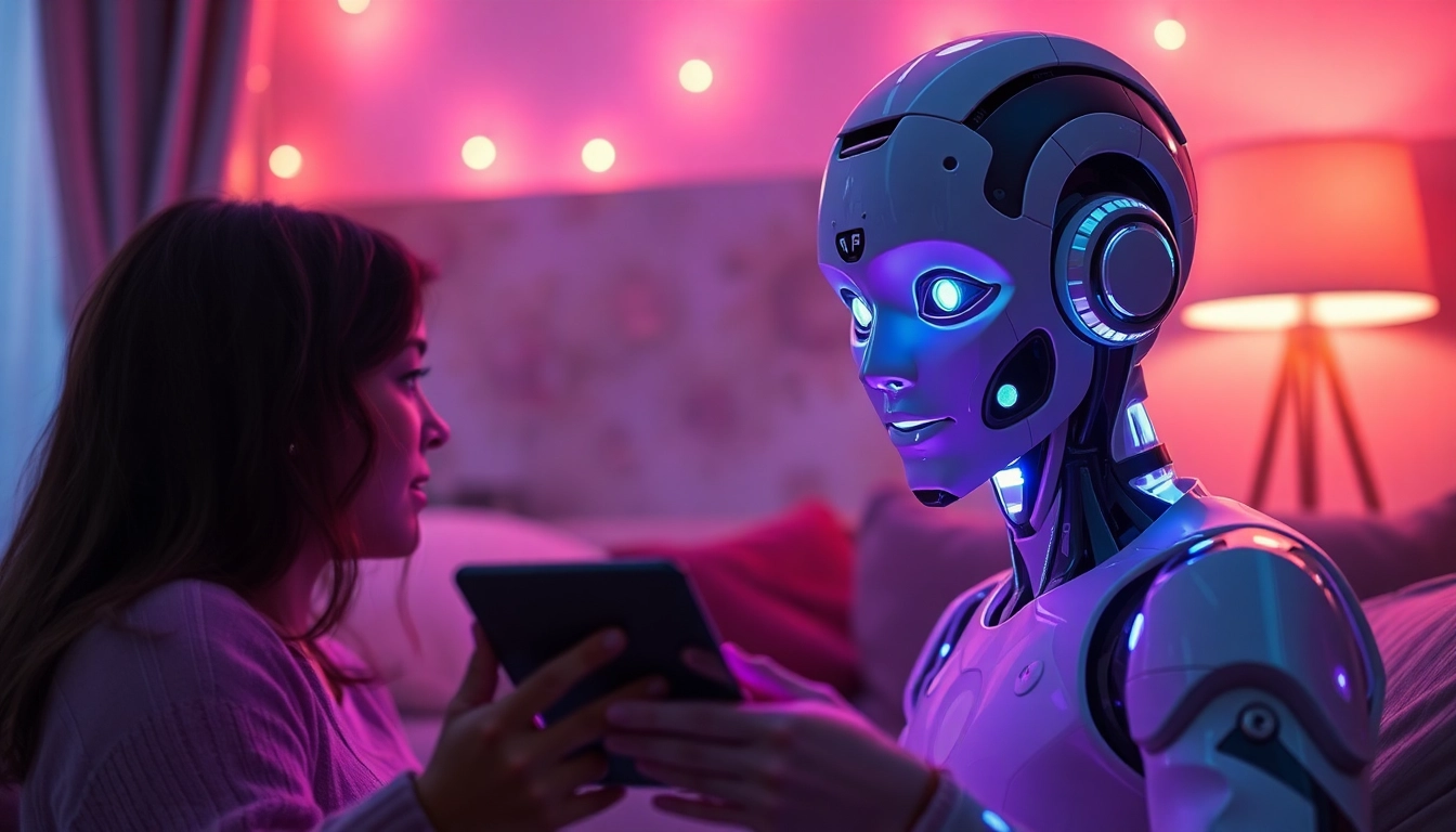 Interactive AI sex chat interface showcasing a warm, intimate conversation with a lifelike character.