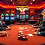 Experience the thrill of Jun 88 at a luxurious poker table surrounded by vibrant casino elements.